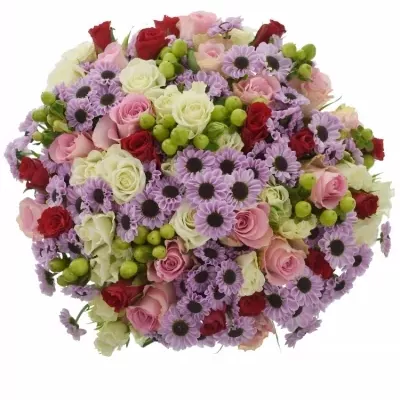 Míchaná kytice 65 vícebarevných květin PELAGIA 40 cm