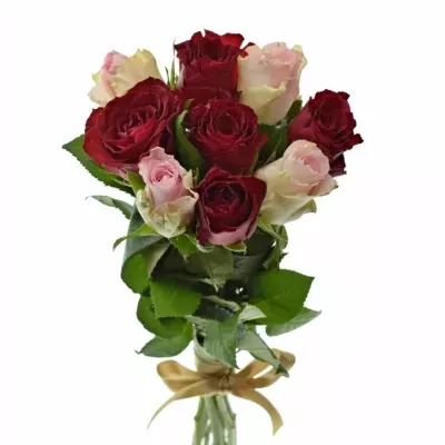 Kytica 9 miešaných ruží MADAM BISO 50cm