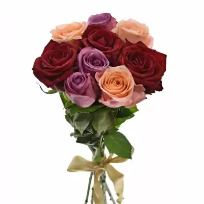 Kytice 9 míchaných růží RED LADY ORLEA 50cm