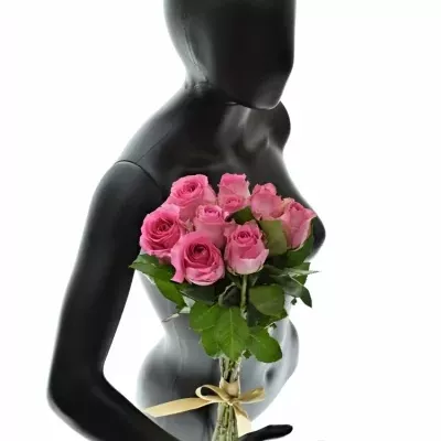 Kytice 9 růžových růží SHANGHAI LADY 40cm 