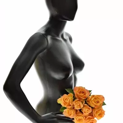 Kytice 9 žlutooranžových růží MORNING SUN 40cm