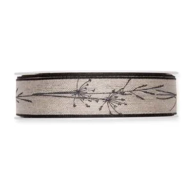 Lněná stuha s potiskem trávy