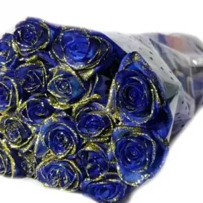 Modrá růže BLUE VENDELA + GOLD GLITTERS