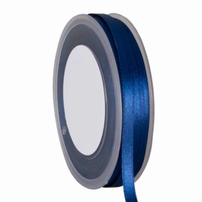 Oboustranná saténová stuha 6 mm x 50 m tmavě modrá
