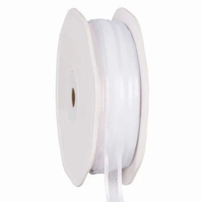 Organza se saténovým lemem 10 mm x 50 m bílá