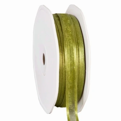 Organza se saténovým lemem 10 mm x 50 m mechově zelená