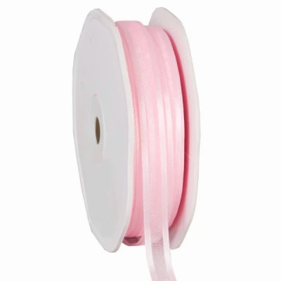 Organza se saténovým lemem 10 mm x 50 m růžová