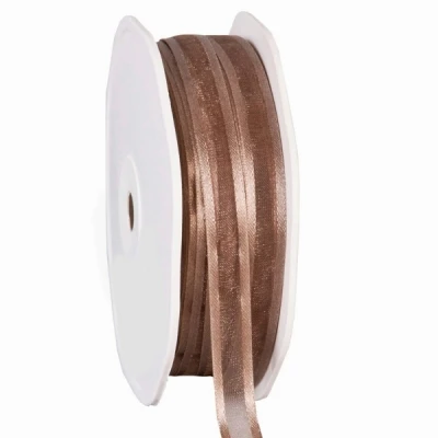 Organza se saténovým lemem 10 mm x 50 m šedohnědá