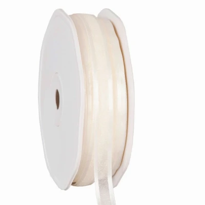 Organza se saténovým lemem 10 mm x 50 m slonová kost