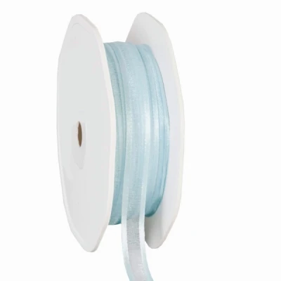 Organza se saténovým lemem 10 mm x 50 m světle modrá