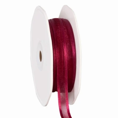 Organza se saténovým lemem 10 mm x 50 m vínová