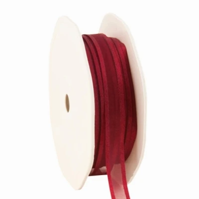 Organza se saténovým lemem 10 mm x 50 m vínově červená