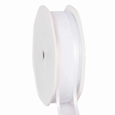Organza se saténovým lemem 25 mm x 25 m bílá