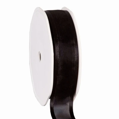Organza se saténovým lemem 25 mm x 25 m černá