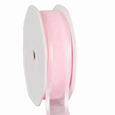 Organza se saténovým lemem 25 mm x 25 m růžová
