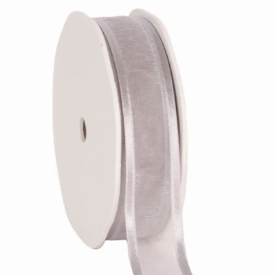 Organza se saténovým lemem 25 mm x 25 m šedá