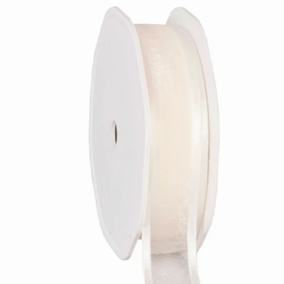 Organza se saténovým lemem 25 mm x 25 m slonová kost