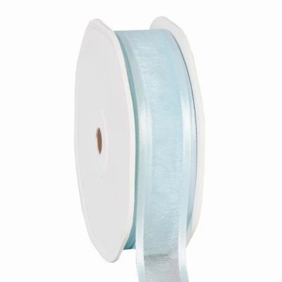 Organza se saténovým lemem 25 mm x 25 m světle modrá