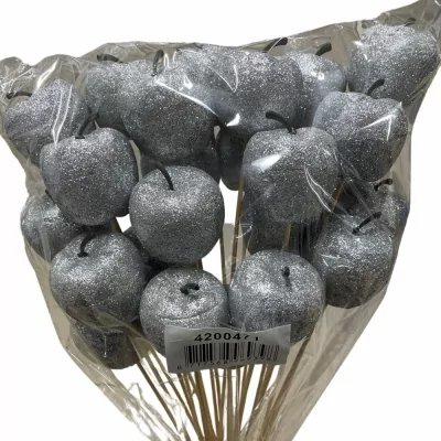 OZDOBY VÁNOČNÍ APPLE SILVER 6cm 