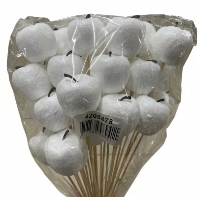 OZDOBY VÁNOČNÍ APPLE WHITE 6cm 