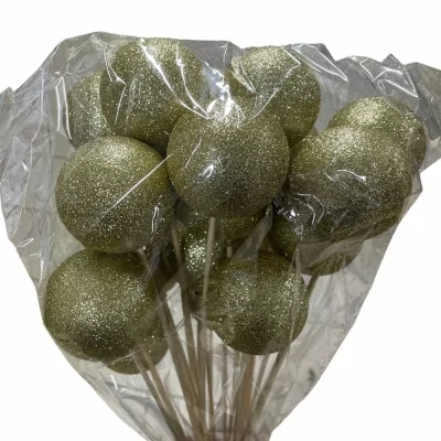 OZDOBY VÁNOČNÍ GOLD GLITTER 6 cm 