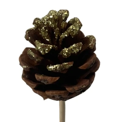 Ozdoby VÁNOČNÍ PINE CONE GOLD GLITTER