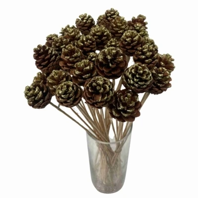 Ozdoby VÁNOČNÍ PINE CONE GOLD GLITTER