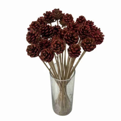 Ozdoby VÁNOČNÍ PINE CONE RED GLITTER