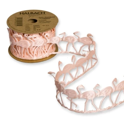 Perforovaná saténová stuha Flamingo