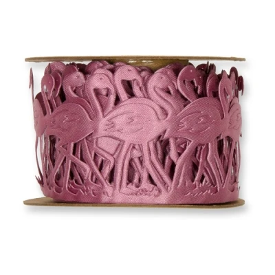 Perforovaná saténová stuha Flamingo tmavě růžová 45mm x 4m