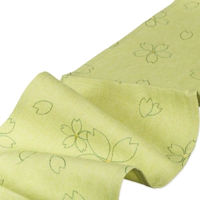 Běhoun na stůl květovaný zelený 200mm x 1,8m