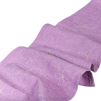 Běhoun na stůl květovaný fialový 200mm x 1,8m