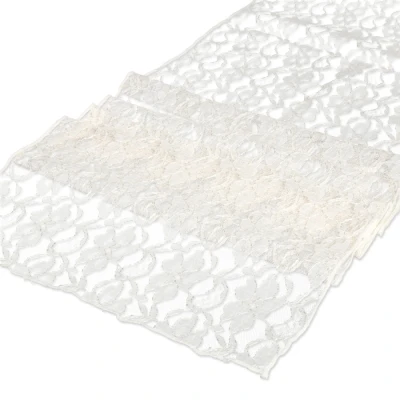 Dekorativní běhoun na stůl s krajkou krémová 35mm x 2,75m