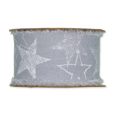 Potištěná bavlněná stuha s hvězdami modrá 40mm x 3m