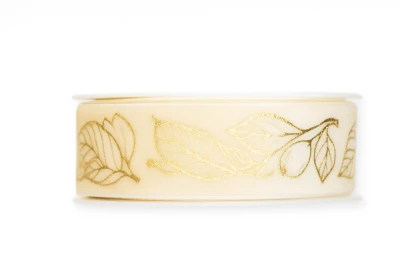 Potištěná sametová stuha s listy  38mm x 6m