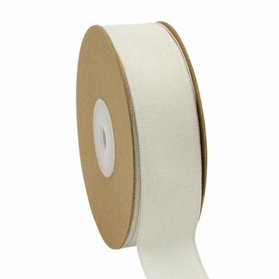 Přírodní stuha s drátkem 25 mm x 20 m slonová kost 