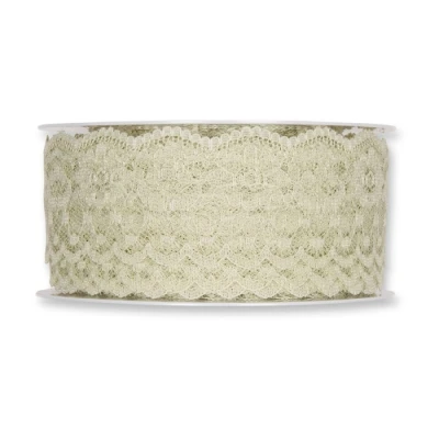 Krajková stuha květovaná zelená 37mm x 15m