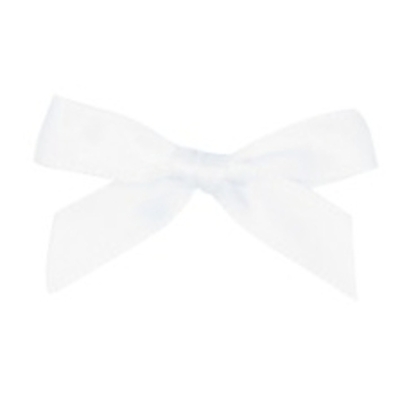 Saténová mašle 10 mm/5 cm x 3,5 s lepící vrstvou (25 ks) bílá 