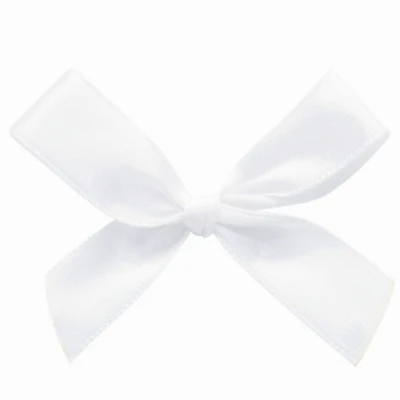 Saténová mašle 15 mm/6 cm x 6 cm bílá