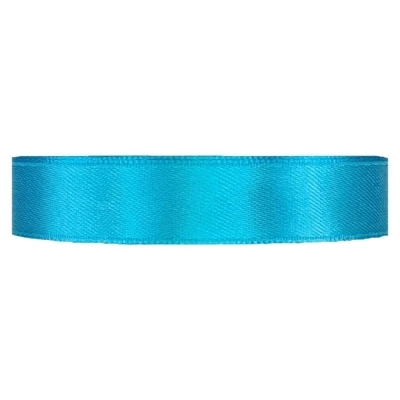 Saténová stuha oboustranná 25m x 15mm tyrkysová