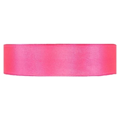Saténová stuha oboustranná 25m x 20mm neonová růžová