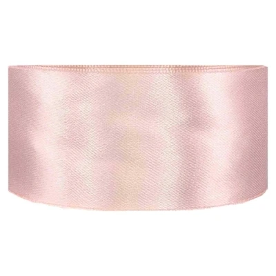 Saténová stuha oboustranná 25m x 38mm pastelová růžová