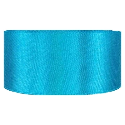 Saténová stuha oboustranná 25m x 38mm tyrkysová