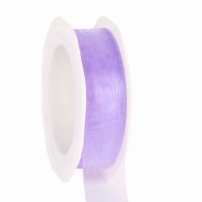 Organzová stuha se střiženým okrajem Voile 25 mm x 25 m levandulová