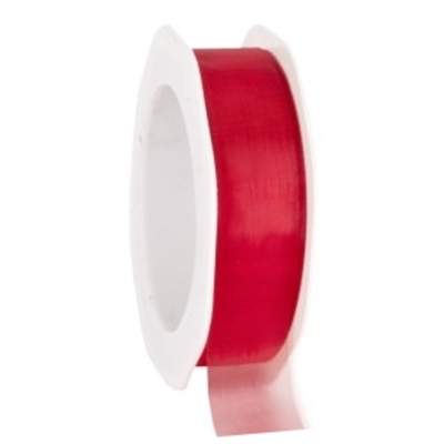 Organzová stuha se střiženým okrajem Voile 25 mm x 25 m vínově červená