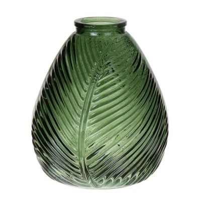 SKLENĚNÁ VÁZA AFRODITA ø5/14cm výška 16cm ZELENÁ