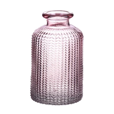 SKLENĚNÁ VÁZA 662801000 Bottle Caro pink d6cm v10cm