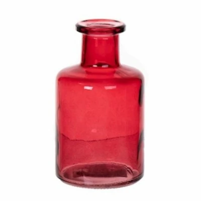 SKLENĚNÁ VÁZA ELISA ø6,8/3,8cm výška 11,8cm TMAVĚ ČERVENÁ