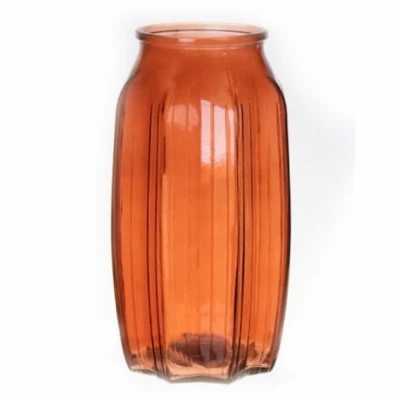 SKLENĚNÁ VÁZA GAIA ø8,5/12cm výška 22cm TMAVĚ HNĚDÁ