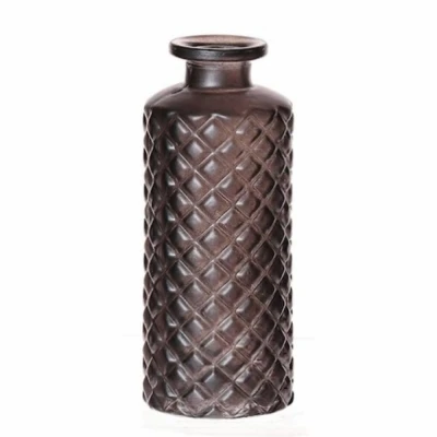 SKLENĚNÁ VÁZA GIORGIA ø5,2cm/3,5cm výška 13,2cm METALICKÁ ŠEDÁ